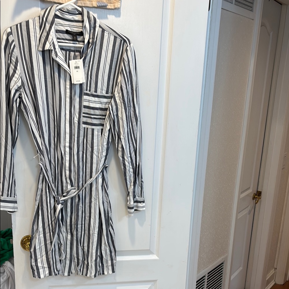 Striped Black and White Shirt Dress